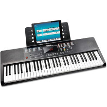 RockJam 61-Key Compact Keyboard with Sheet Music Stand, Power Supply, Piano Note Stickers and Simply Piano Lessons