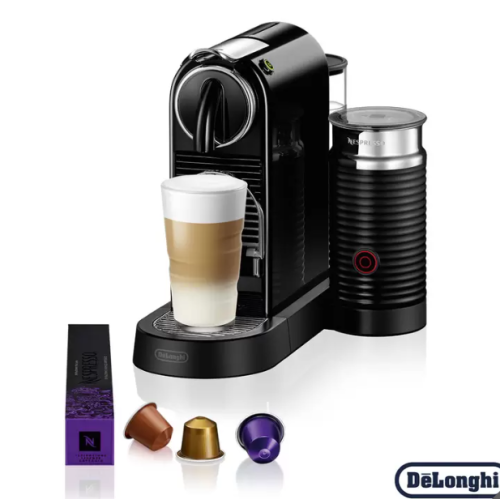 Nespresso by De'Longhi Citiz Capsule Coffee Machine & Aeroccino Milk Frother, Black