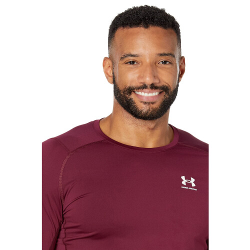 Under Armour Under Armour Ανδρικό HeatGear Στενό Μπλουζάκι με Κοντά Μανίκια, Μαρούλι/Λευκό, Μεσαίο 2