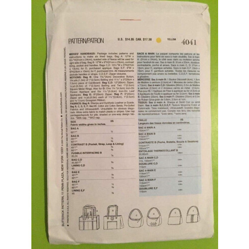 Butterick Butterick Τσάντες, Πατρόν Ραψίματος Χειρός #4041 2