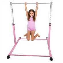 Gymnastics Horizontal Bar Home Gym Adjustable For Children Kids Pink