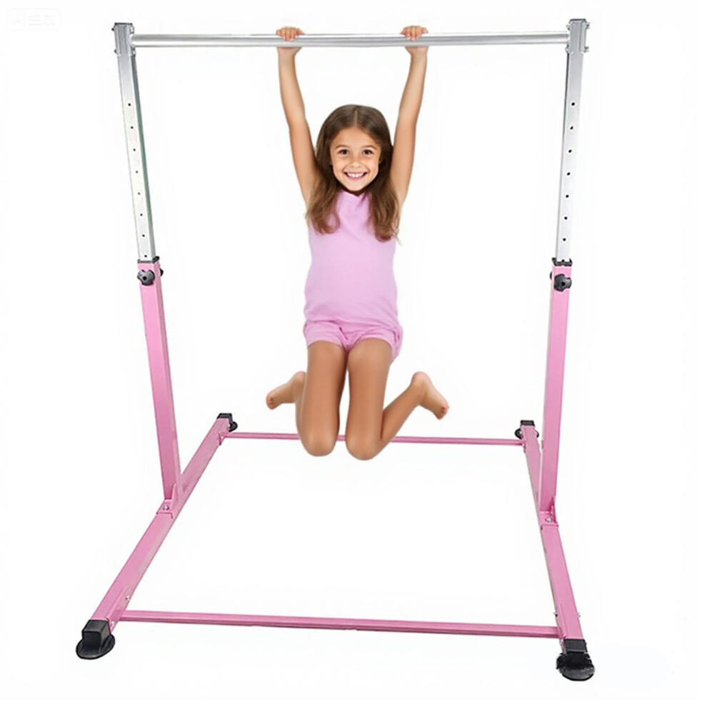 Gr8 Home Gymnastics Horizontal Bar Home Gym Adjustable For Children Kids Pink