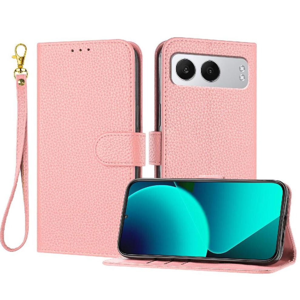 (Pink) Phone Case For Oneplus Nord 4 Litchi Pattern Pu Lether Wallet Flip Folio Card Slots Holder Pink 764563694648