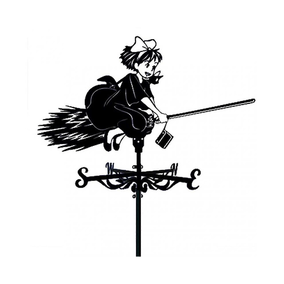 Weather Vane With Snowman Ornament Cast Iron Weather Vane Wind Direction Indicator Kit Outdoor Garden Lawn Metal Bracket Wind Vane