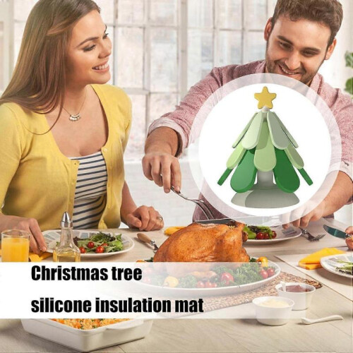 Christmas Tree Silicone Coaster  Foldable Mat with Suction Cups 1