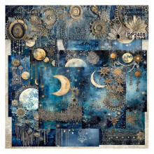 Album Background Cardstock, Floral Pattern, 24 Sheets, 5.7 x 8.3 Inches, Blue