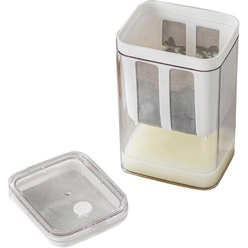 yogurt sieve with extra fine mesh bag, transparent lid, multifunctional cheese filter 1