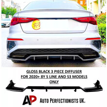 For Audi S3 A3 S Line Diffuser 8Y Saloon Rear Lip Valance 2020+ Bumper Lip