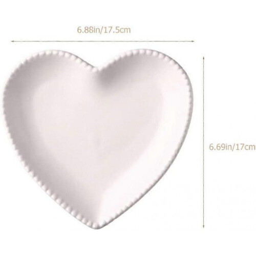 Ceramic Heart Shaped Fruit Plate for Birthday and Wedding White 1