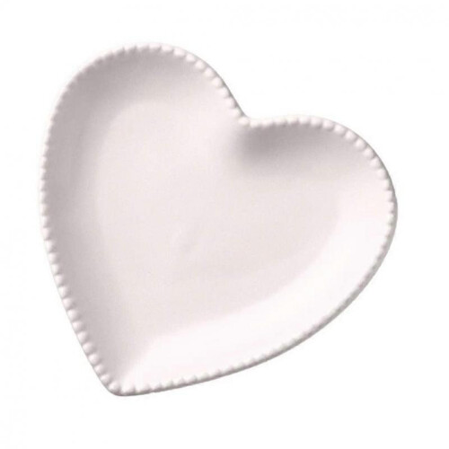 Ceramic Heart Shaped Fruit Plate for Birthday and Wedding White