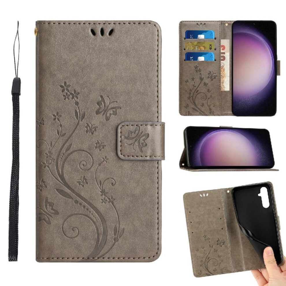 ( ) Filp Case For Motorola Moto G86 Pu Leather Magnetic Closure Wrist Strap Card Holder Kickstand Gray 764563695515