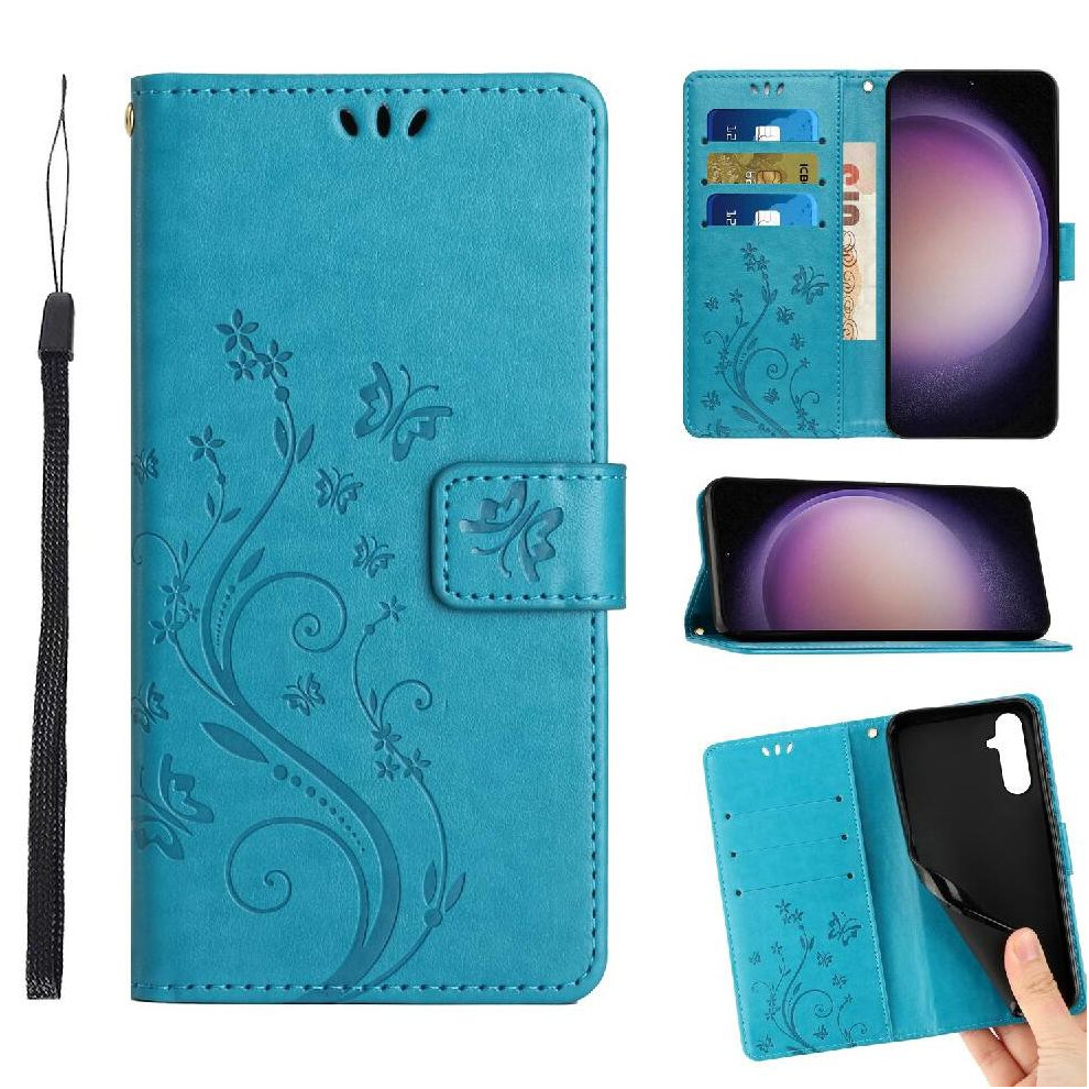 (Blue) Filp Case For Motorola Moto G86 Pu Leather Magnetic Closure Wrist Strap Card Holder Kickstand Blue 764563695553