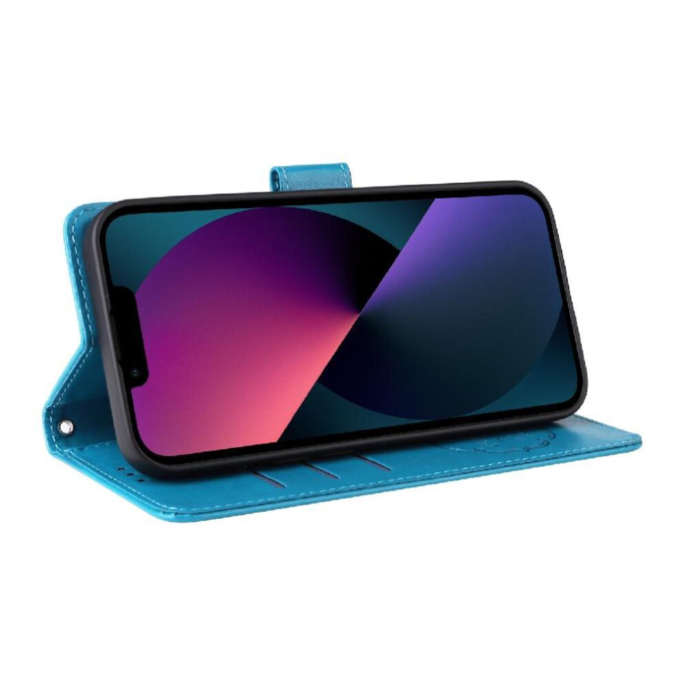 (Blue) Flip Case For Motorola Moto G86 Flower Leather Flip Cardslots Blue 764563695751
