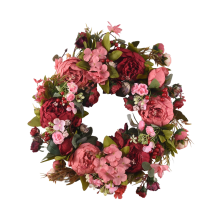 Zijden pioenroos hoofd bloemenkrans 40cm handgemaakte slinger voor de herfst