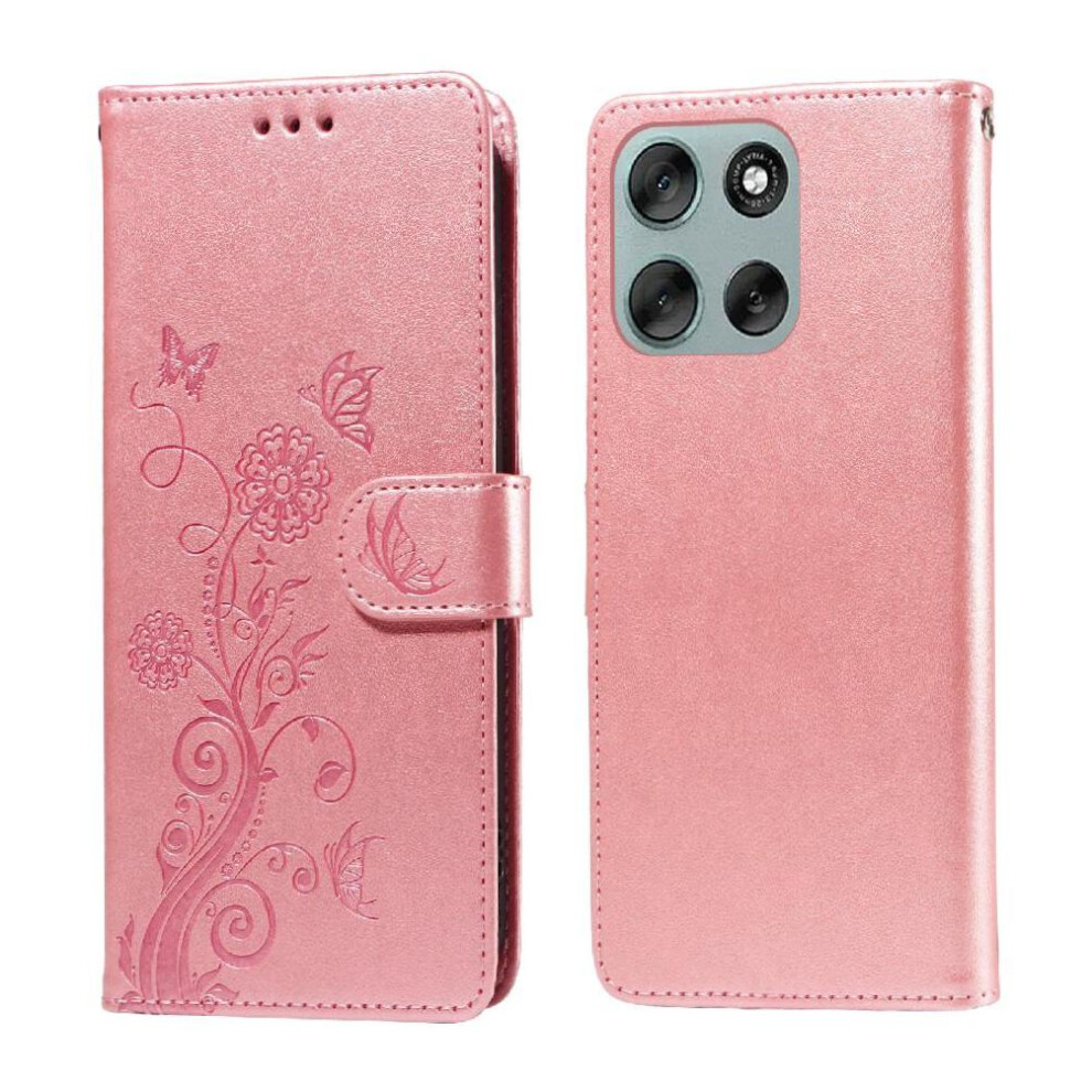 (Rose ) Flip Case For Motorola Moto G56 Leather Flip Cardslots Flower Gold 764563695829