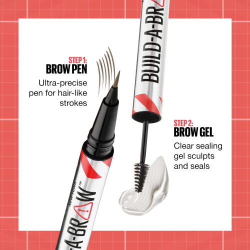 Maybelline Maybelline Build-A-Brow 2-σε-1 Μολύβι και Gel Σφραγίσματος Φρυδιών, Μεσαίο Καφέ 2
