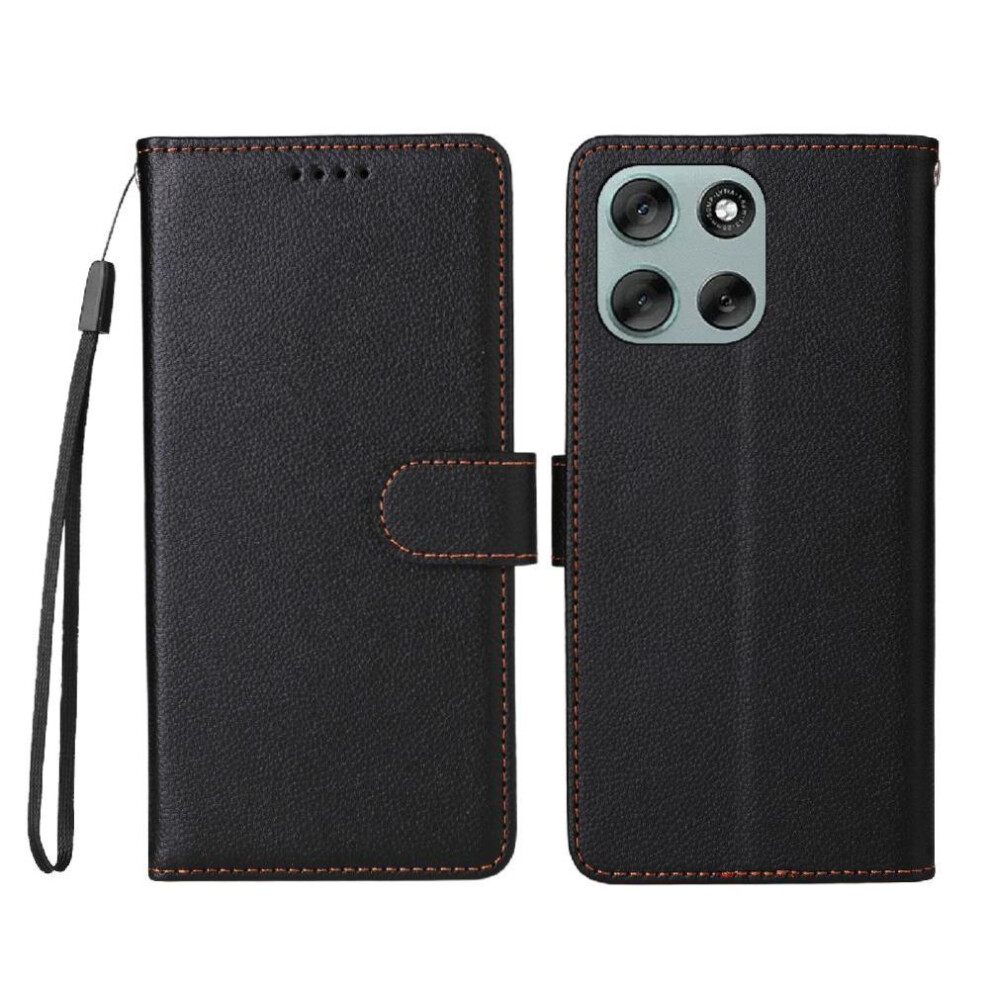 (Black) Flip Case For Motorola Moto G56 Wallet Magnetic Car Mount Wireless Charging Crad Slot Black 764563695867