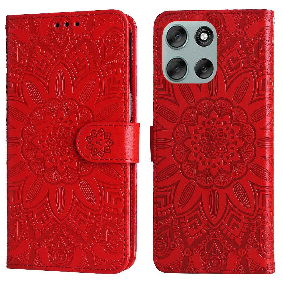(Red) Case For Motorola Moto G56 Card Slots Leather Protective Cover Flip Red 764563695935