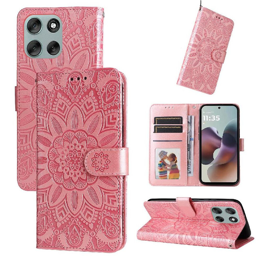 (Pink) Case For Motorola Moto G56 Card Slots Leather Protective Cover Flip Pink 764563695973