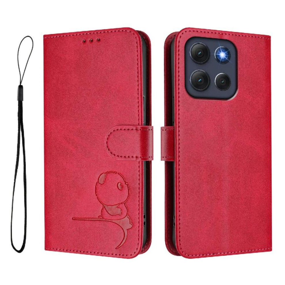 (Rose ) Phone Case For Motorola Moto G86 Card Slots Holder Kickstand Flip Folio Pu Leather Rfid Blocking Magnetic Red 764563696086