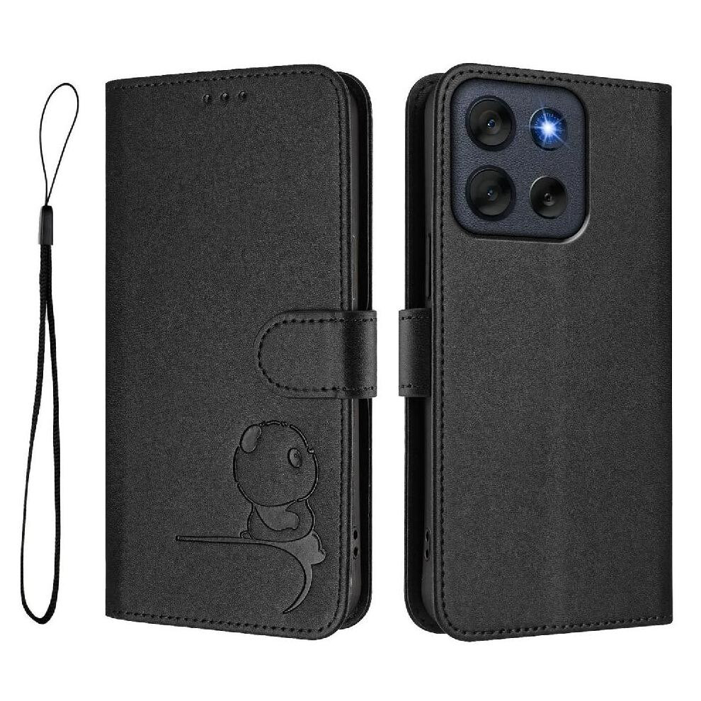 (Black) Phone Case For Motorola Moto G56 Magnetic Card Slots Holder Kickstand Rfid Blocking Flip Folio Pu Leather Black 764563696260