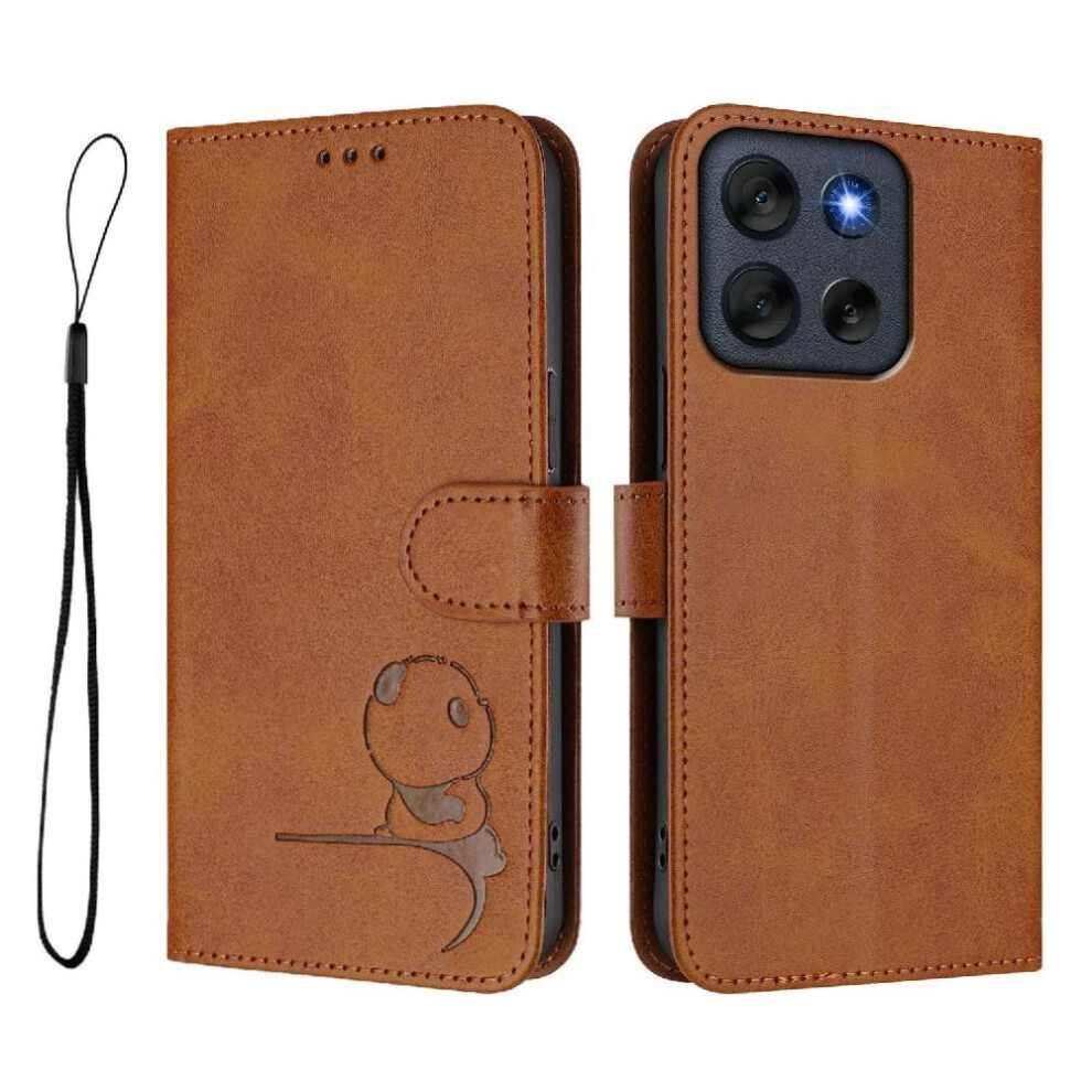 (Brown) Phone Case For Motorola Moto G56 Magnetic Card Slots Holder Kickstand Rfid Blocking Flip Folio Pu Leather Brown 764563696307