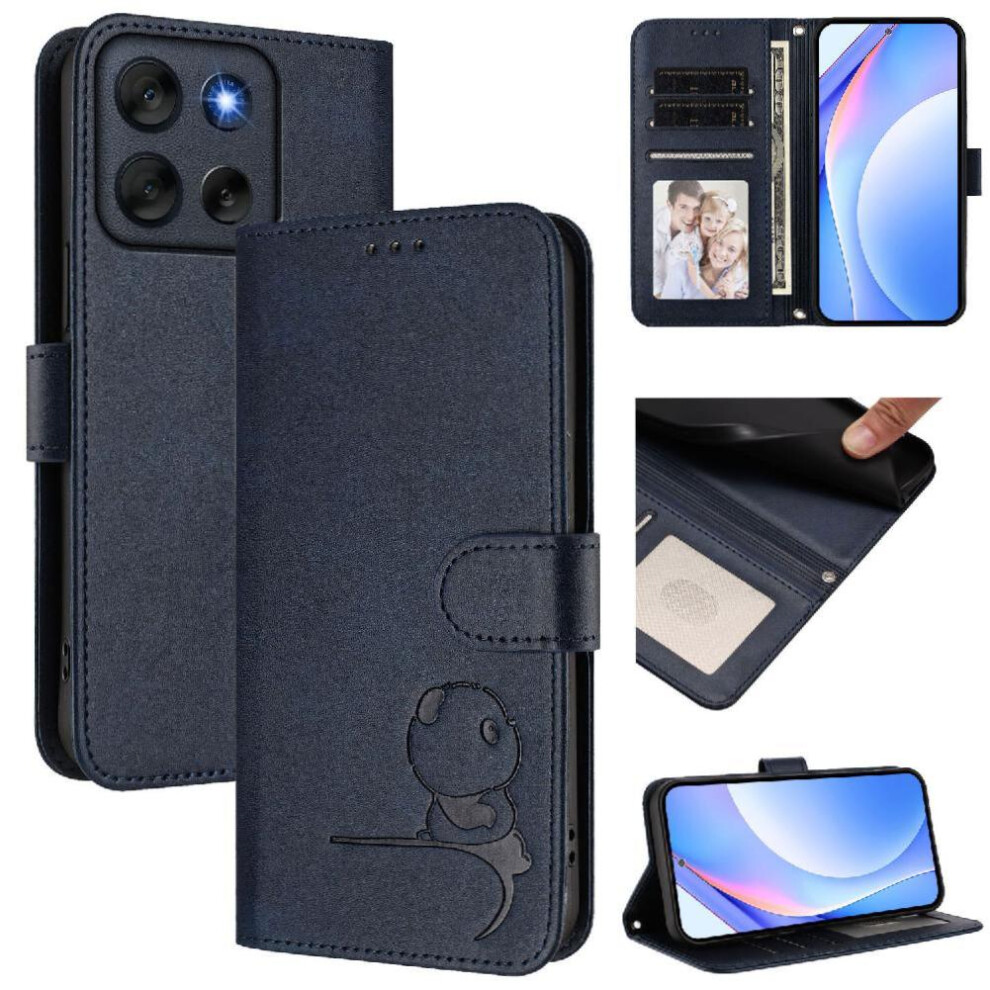 (Blue) Phone Case For Motorola Moto G56 Magnetic Card Slots Holder Kickstand Rfid Blocking Flip Folio Pu Leather Blue 764563696284