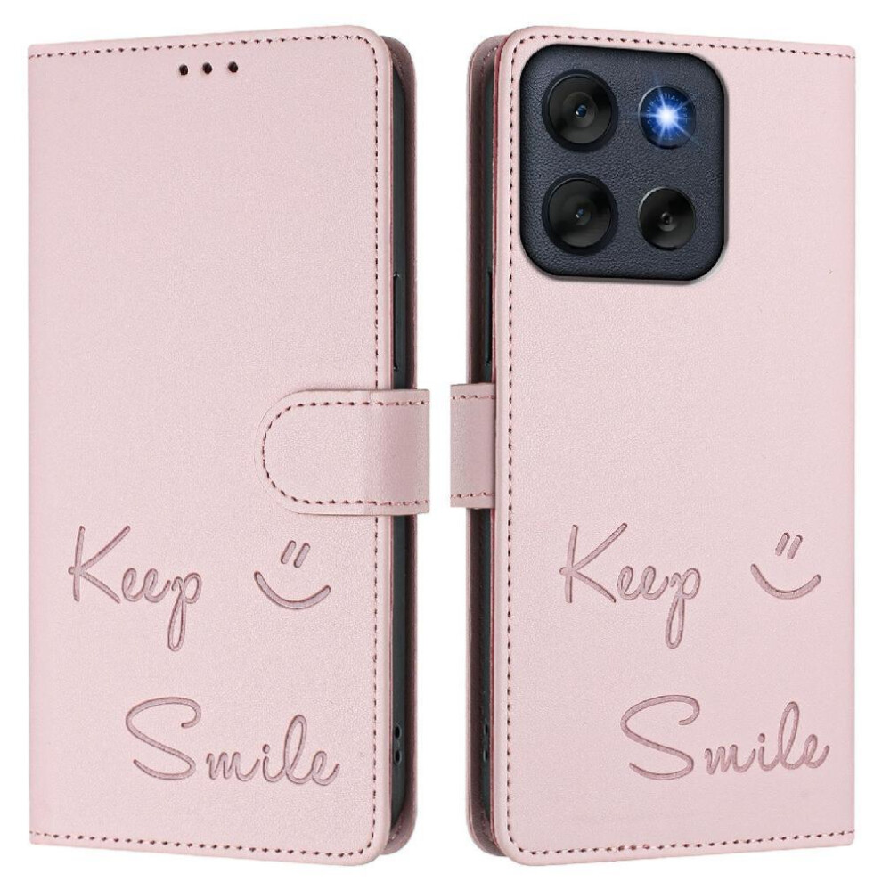 (Pink) Case For Motorola Moto G56 Pu Leather Flip Cover Card Holder Wallet Rfid Blocking Pink 764563696666