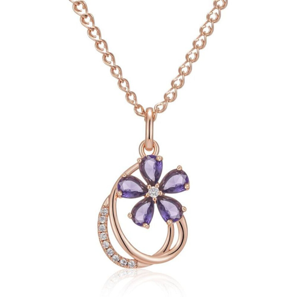 Purple Zircon Flower Large Golden Pendant Women Luxury Necklace Thick Chain Vintage Jewelry Fashion Accessories