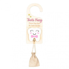 Gnrique Tooth Fairy Hanger, Teeth Storage Box, Creative Fun Fairy Tradition, Promotes Reset with Money Slot and Bag, Cute Keepsake for Kids Pink