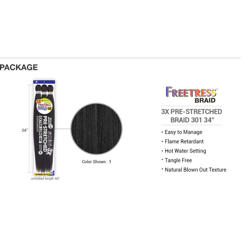 Freetress Synthetic Pre Stretched Braid - 3X BRAID 301 34"""" (4 Medium Brown) 2