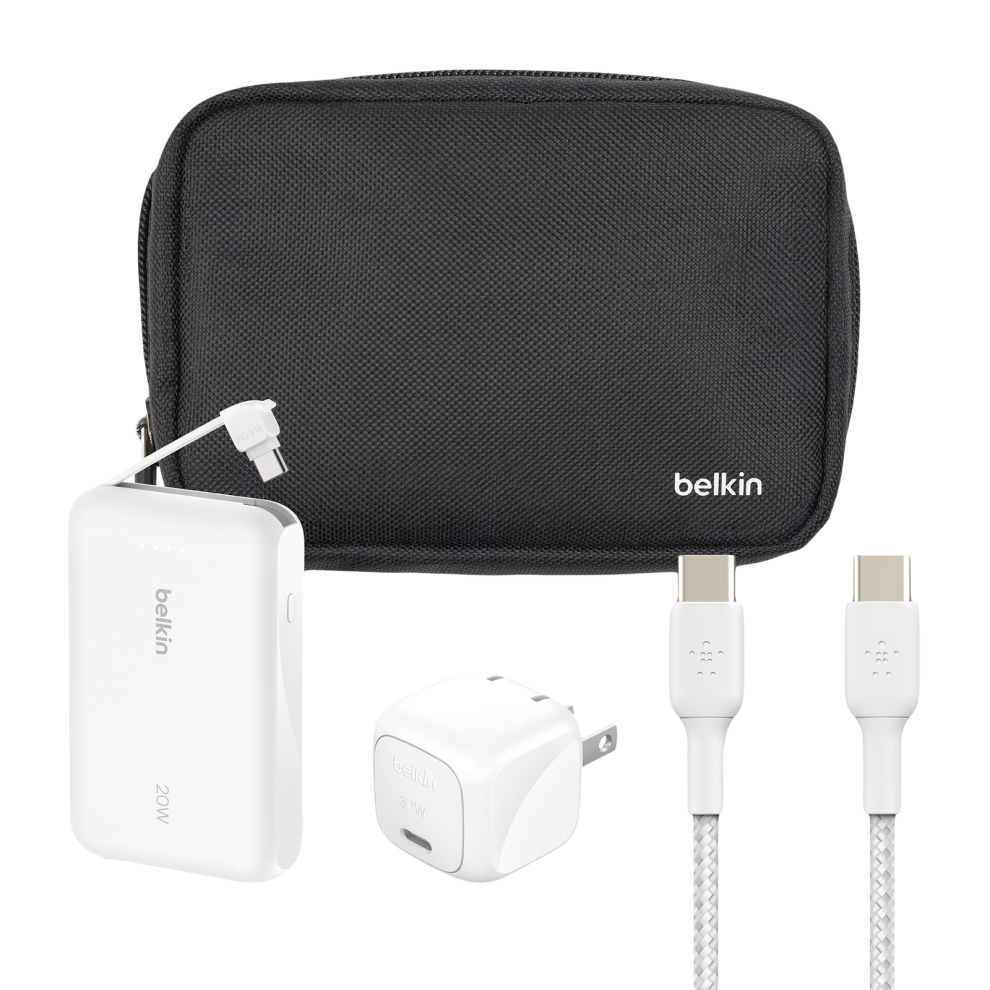 Belkin USB-C Travel Bundle 10K PowerBank 30W Wall Charger+Travel Pouch