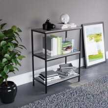 (Grey) Brooklyn 3-Tier Industrial Bookcase Shelves