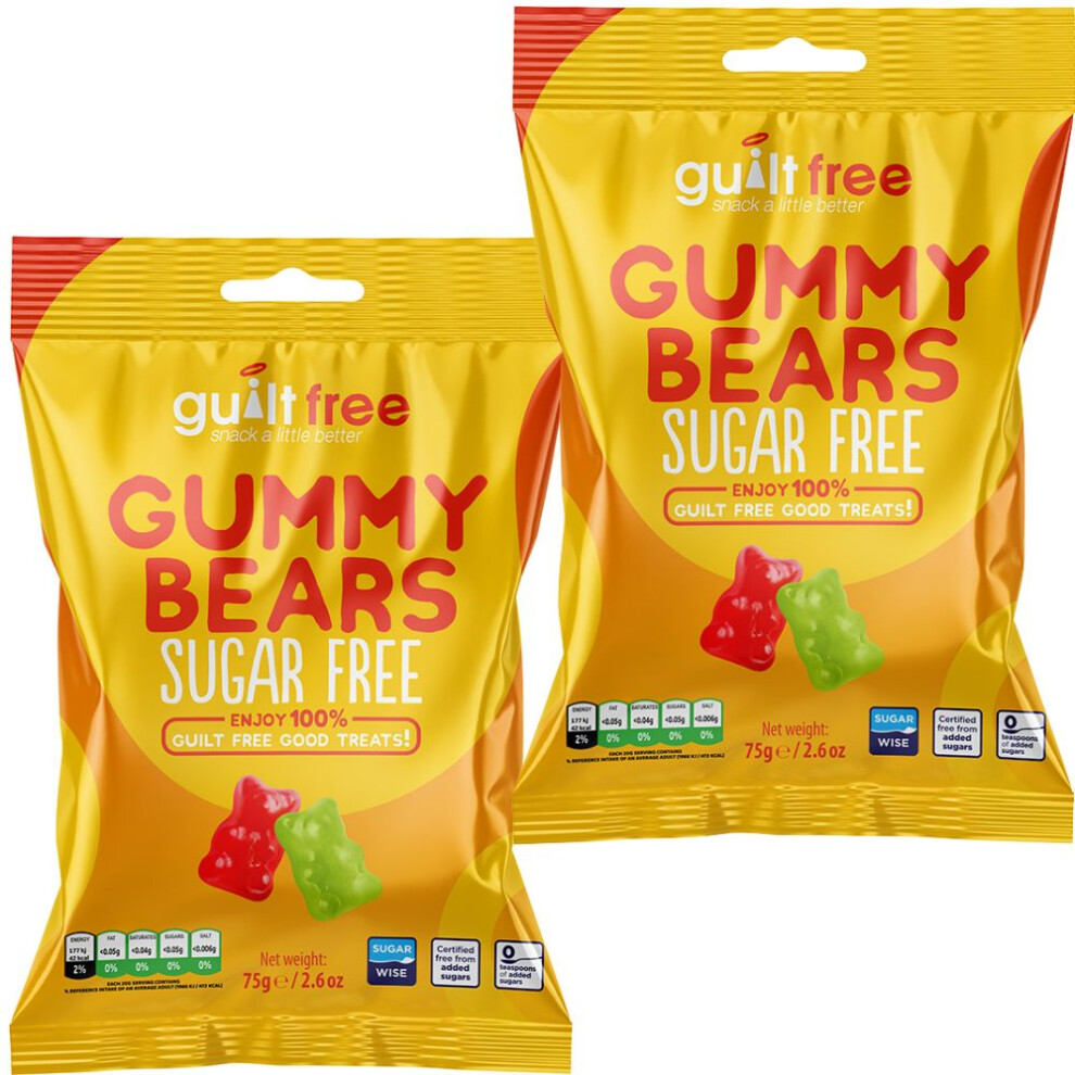 Guiltfree (Pack Of 2) Sugar Free Gummy Bears 75G Diabetic Friendly Treat