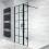 NES Home Nes Home Black Grid 700mm Shower Screen 8mm Tempered Glass With 300mm Return Panel 1