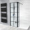 NES Home Nes Home Black Grid 700mm Shower Screen 8mm Tempered Glass With 300mm Return Panel 8