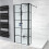 NES Home Nes Home Black Grid 800mm Shower Screen 8mm Tempered Glass With 300mm Return Panel 8