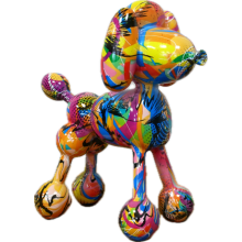 Graffiti Balloon Dog Sculpture | Colourful Resin Poodle Ornament