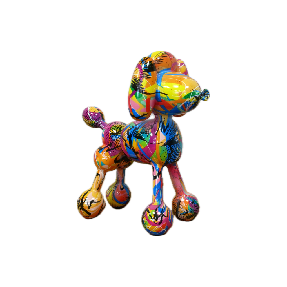 Venture Vehicles Graffiti Balloon Dog Sculpture | Colourful Resin Poodle Ornament