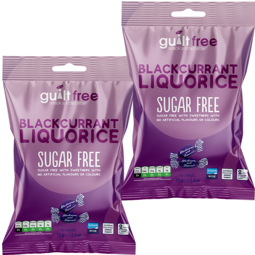 Guiltfree (Pack Of 2) Sugar Free Blackcurrant & Liquorice Sweets 75G