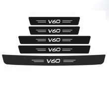 (5 Stück) Einstiegsleisten-Schutzaufkleber aus Kohlefaser für Volvo V60 mit Logo, Heckklappe und Stoßstange