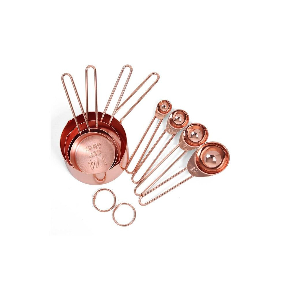Set Of 8 Rose Gold Stainless Steel Measuring Cups Spoons Baking Tools Measuring Cups Jugs & Spoons
