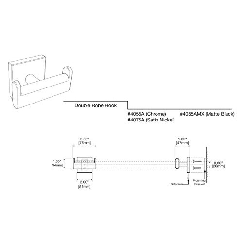 Gatco Gatco 4075A Elevate Double Robe Hook Satin Nickel 2