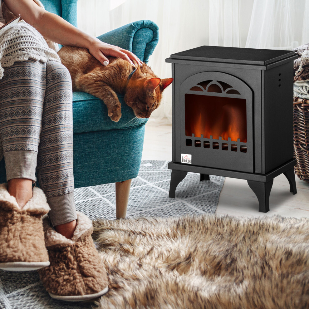 HOMCOM Free Standing Bio Ethanol Fireplace Heater with 0.9L Tank, Black