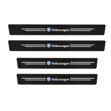 (For Volkswagen) Car Door Sill Protector Plate PU Leather Carbon Fiber Threshold Anti-Scratch Bumper
