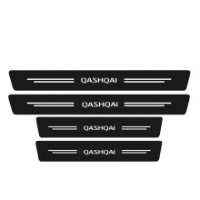 (4 stuks voor Qashqai) 4 stuks koolstofvezel auto dorpelbeschermers welkomstpedaal decoratie lederen