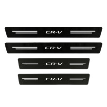 (4 pièces pour Honda CRV) Protections de seuil de porte autocollantes en similicuir carbone (4 pièces)