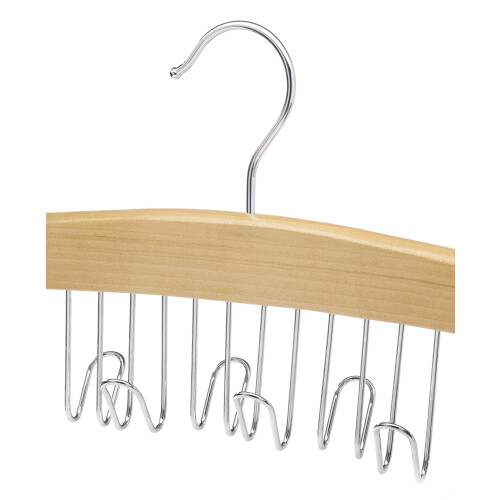 Whitmor Whitmor Wood Belt Hanger  Natural/Chrome 2