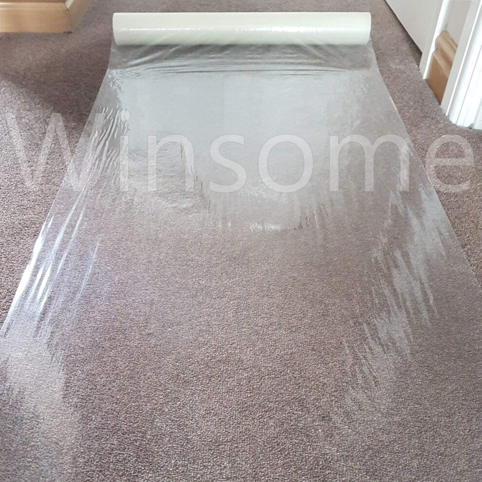 Winsome Clear Carpet Protector Film Self Adhesive Roll Temporary Protecting Water Resistant Floor Dust Sheet Cover | 60Cm X 25M Roll (60 Micron)