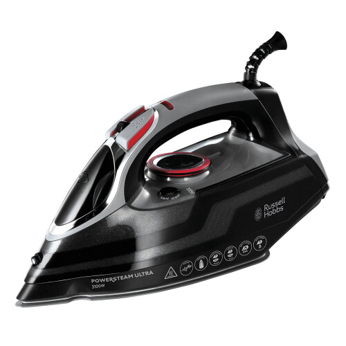 Russell Hobbs Steam Iron [3100W, 210 g/min extra steam boost, 70 g/min steam] Power Steam (350ml, ceramic soleplate, self-cleaning & spray water